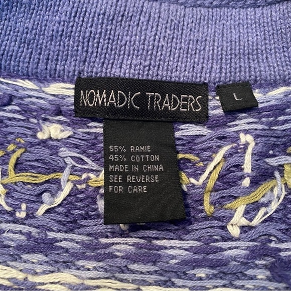 Nomadic Traders Zip Front Blue and White Cardigan -Large - Picture 5 of 11